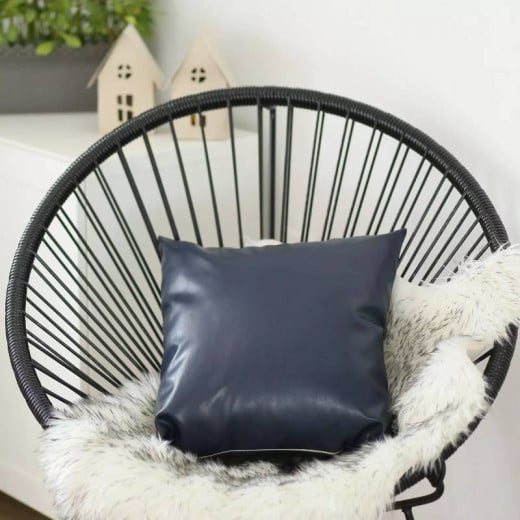 Nova Home Boho Chic Jacquard Cushion Cover Leather, Blue Color, 45x45 Cm