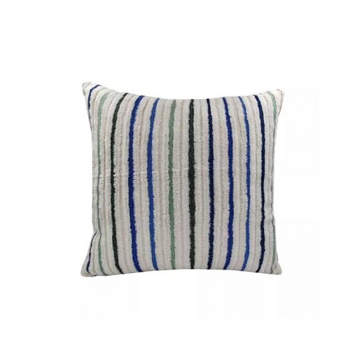 Nova Home Vertical Handmade Embroidered Cushion Cover, Blue Color, 50x50 cm