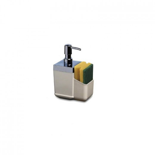 Primanova Toskana Kitchen Liquid Soap Dispenser & Sponge Cup, Beige Color