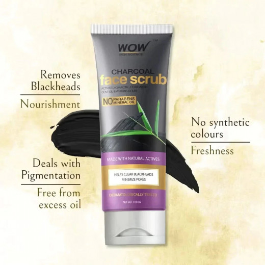Wow Skin Science Activated Charcoal Face Scrub, 100ml