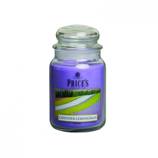 Price's Large Scented Candle Jar With Lid, Lavender & Lemongrass