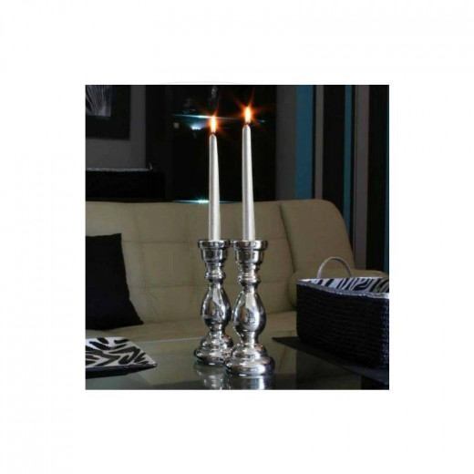 Price's Venetian Dinner Candles, Silver Color, 2 Pieces