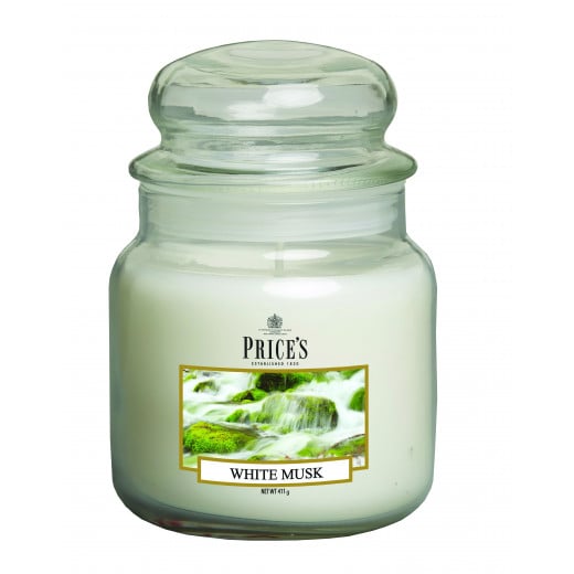 Price's Medium Scented Candle Jar with Lid, White Musk