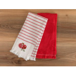 Madame coco, Mirabelle Kitchen Towel Set - White / Red