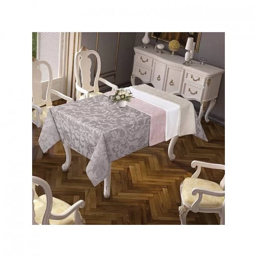 Nova Home Sketched Table Cloth, Poly Cotton, White Color, 160*220 Cm