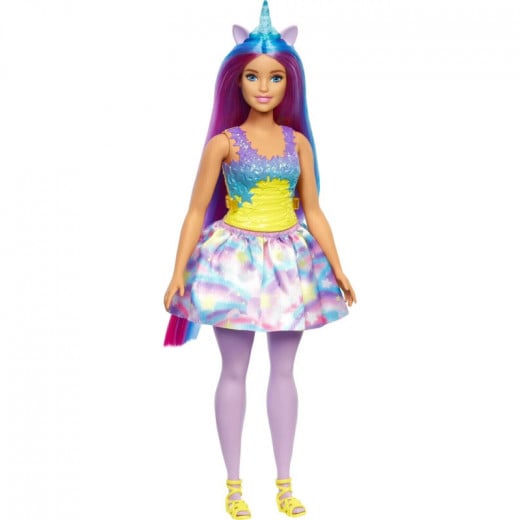 Barbie Dreamtopia Unicorn Doll , Curvy Body , Blue and Purple Hair