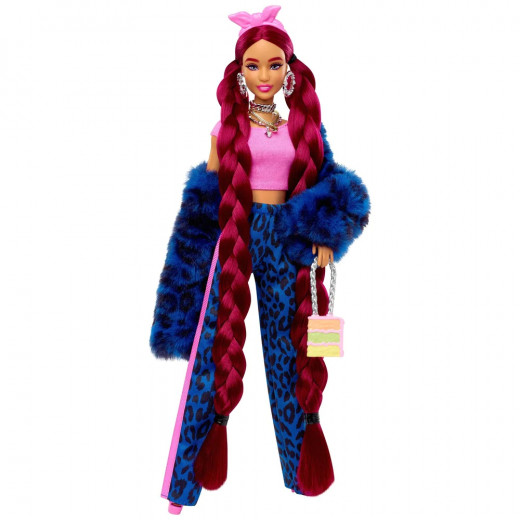 Barbie Extra Fashion Doll With Blue Leopard Track Suit