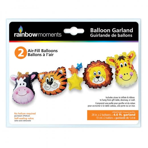 Rainbow Moments Balloon Garland, Animals Design