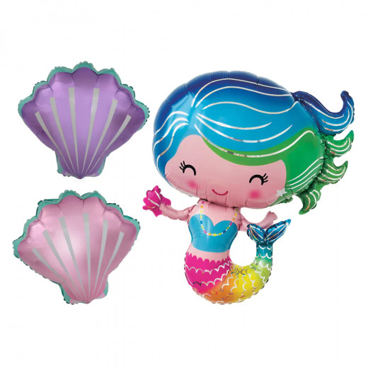 Rainbow Moments Foil Balloon Set, Mermaid Design