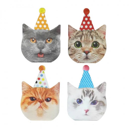 Rainbow Moments Party Cats Shaped Paper Napkins, 16 Pieces