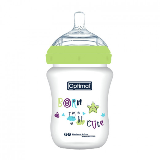 Optimal Extra Wide Neck Feeding Bottles, Double Anti, 300ml, 0+, Assorted Color, 1 Pieces