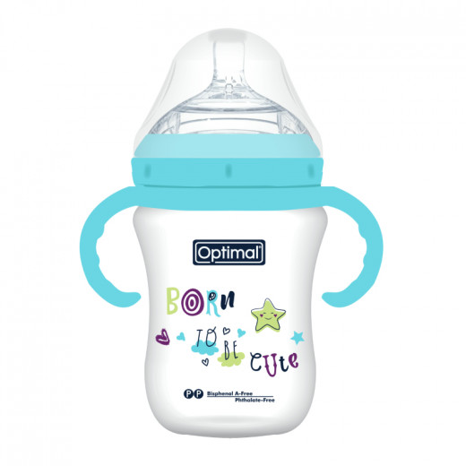 Optimal Extra Wide Neck Feeding Bottles, Double Anti, 300ml, +6, Assorted Color, 1 Pieces