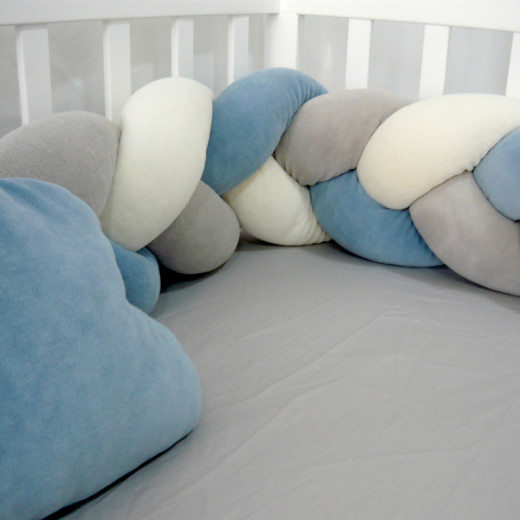 Elmalella Bella Braided Bedding Set Yale, Blue & Grey Color