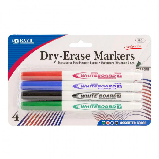 Bazic Fine Tip Assorted Color Dry-Erase Marker