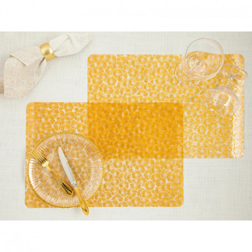 English Home Golden Flower Puff Placemat, 30x45 cm, 2 Pieces
