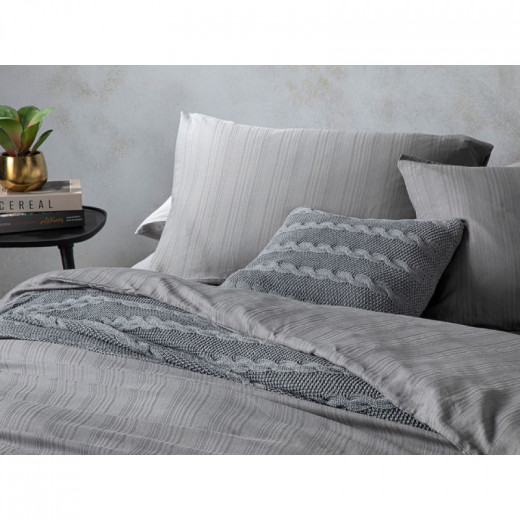 English Home Aurora Silky Touch Super King Size Duvet Cover Set, Grey Color, Size 220*260 Cm, 4 Pieces