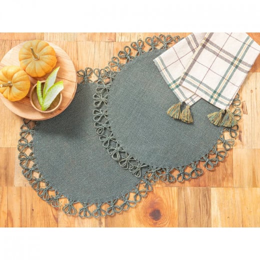 English Home Jute Placemat, 37*5*15 cm, Green, 2 Pieces
