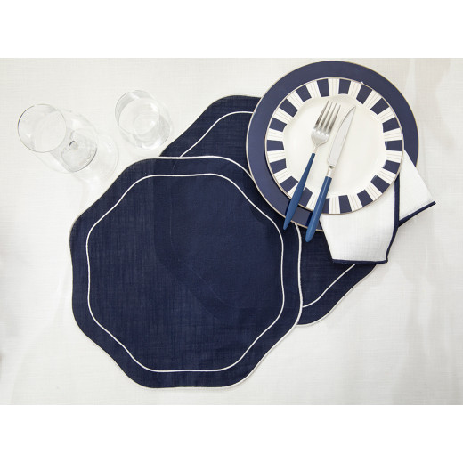 English Home Grace Polyester Placemat, 40 cm, Dark Blue, 2 Pieces