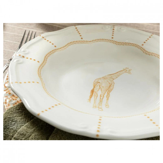 English Home Giraffe Porcelain Dinner Plate, Orange Color, 24 Cm
