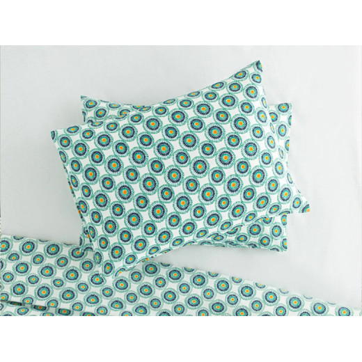 English Home Exotic Circles Easy-Iron 2-Pillow Cover 50x70 Cm Dark Green