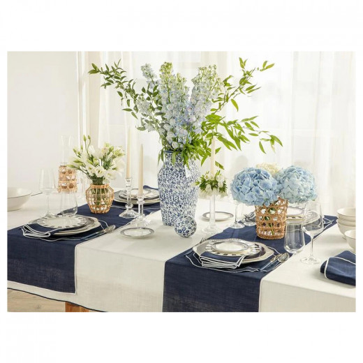 English Home Grace Polyester Guest Napkins, 45*45 Cm, 4 Pieces, Dark Blue