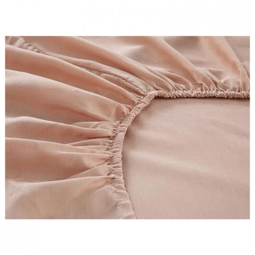 English Home Novella Premium Soft Cotton Double Person Fitted Sheet Set, Pink Color, 160*200 Cm