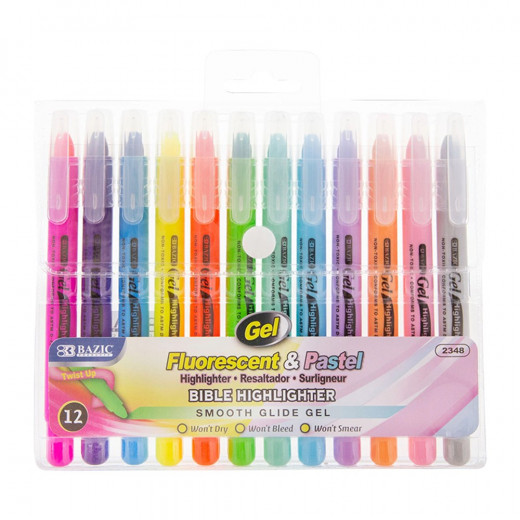 Bazic Gel Highlighter Pen , 12 Packs
