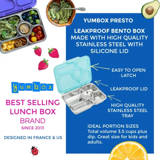 Bento Box Lunch Box Stainless Steel Leakproof, Turquoise Color