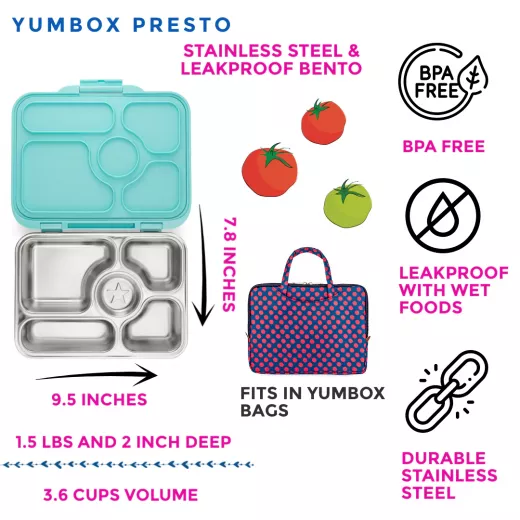 Bento Box Lunch Box Stainless Steel Leakproof, Turquoise Color