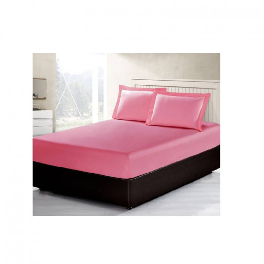 طقم شرشف سرير مطاط, باللون الزهري الداكن, 2 قطع, حجم مفرد من ارمن