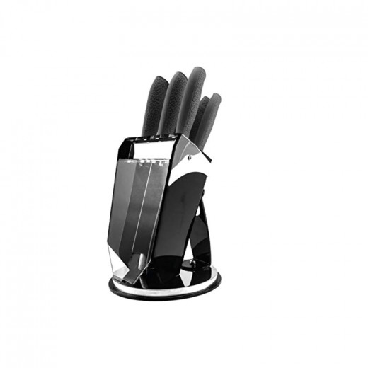 Arshia Stainless Steel Knife 8pc Set Non Stick Black Premium Design , High stain resistance , Easily restorable edge
