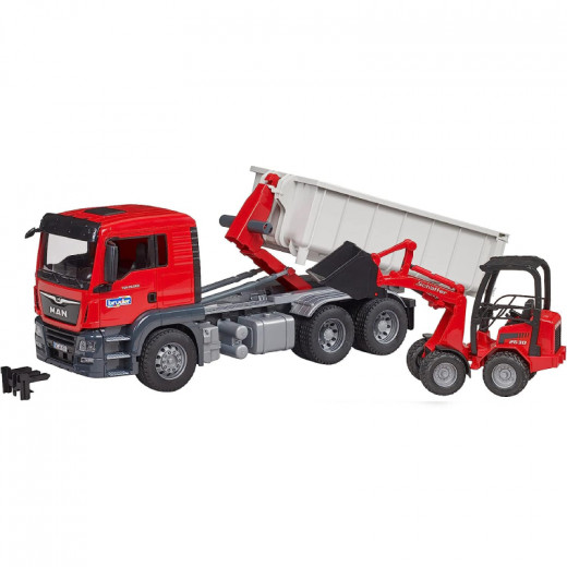MAN TGS Truck with Roll-Off-Container and Schäffer Compact loader