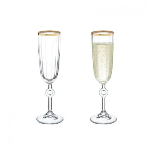 English Home Puget Glass, Gold Color, 2 Glass 150 Ml