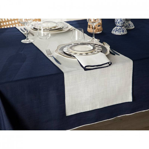 غطاء طاولة بوليستر لون أبيض حجم 40*150 سم من انجلش هوم