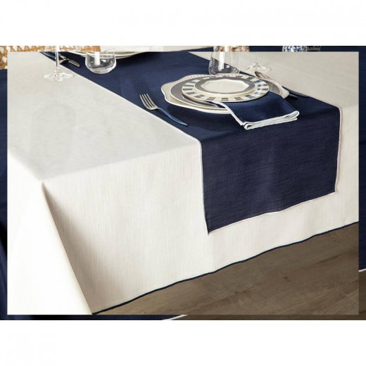 غطاء طاولة بوليستر لون أزرق داكن حجم 40*150 سم من انجلش هوم