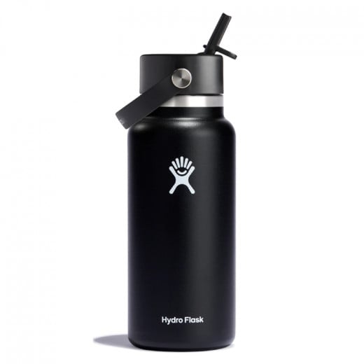 Hydro Flask 32 Oz Wide Mouth With Flex Straw Cap, Black Color, 946ml