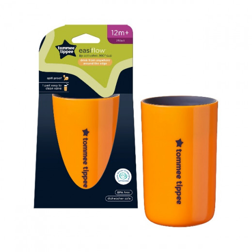 Tommee Tippee 360° Cup Without Handle, 250 Ml Orange Color