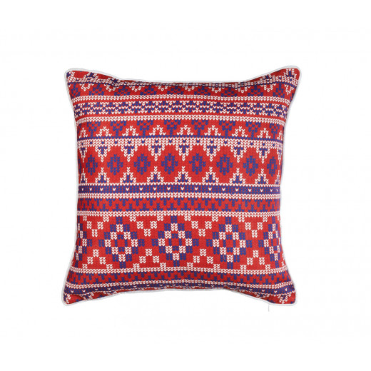 ARMN Azure Patterned Cushion Cover, Red & Navy Color