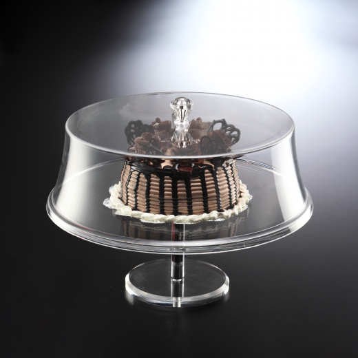 Vague Acrylic Round Cake Stand with Cover, 35 Cm