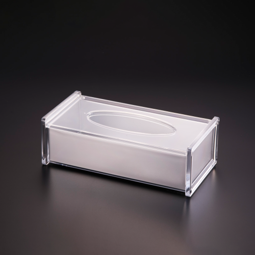Vague Acrylic Tissue Box, 27 Cm, Silver Color