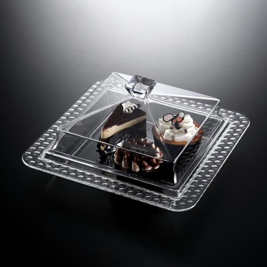 Vague Acrylic Dessert Serving Set, Square Shape, Medium Size