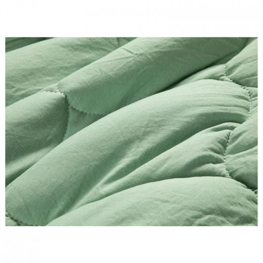 English Home Soft Crinkle Microfiber Double Quilt, Green, 195x215 Cm