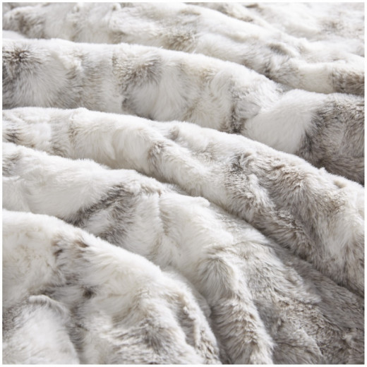 Nova Home Marble Printed Fur Comforter Set - King/Super King - Beige 6Pcs