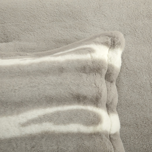 Nova Home Wolf Winter Jacquard Printed Fur Comforter Set - King/Super King - Grey 6Pcs