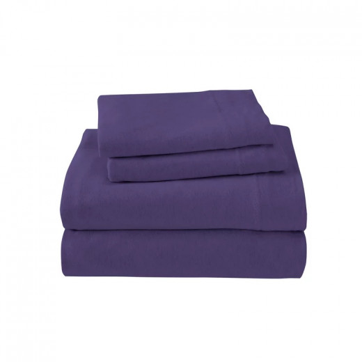 Royale bed sheet plain purple king 3pcs set