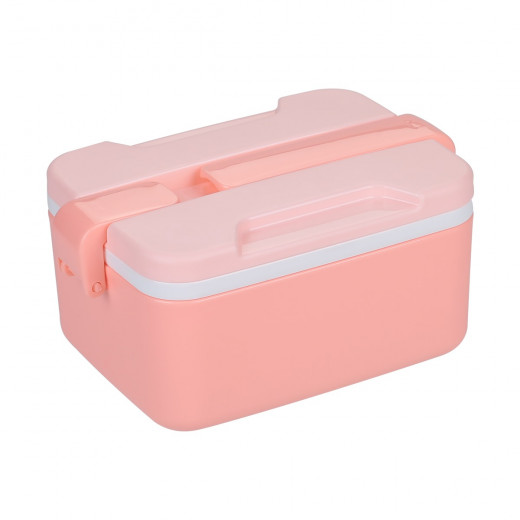Two Layer Rectangle Lunch Box 9.7*13*9.2 centimeter / 1.6 Liter,  Pink Color