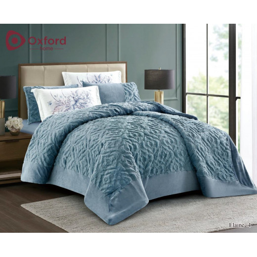 Oxford home elaine flannel comforter set king size 6 pcs