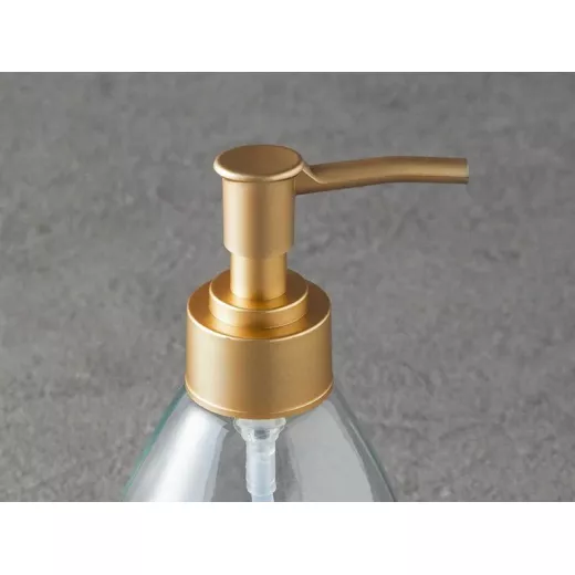 English Home Leaves Glass Bathroom Liquid Soap Dispenser. Gold. 8,7x18,5 Cm