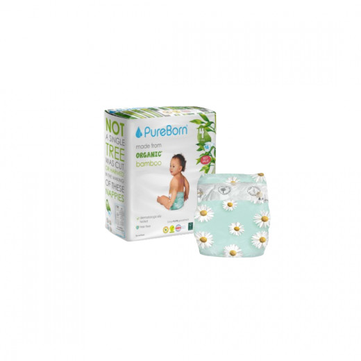 Pure Born Organic Nappies Double Pack, Daisy's Design, Size 4, 7-12 Kg, 48 Pieces, 2 Packs