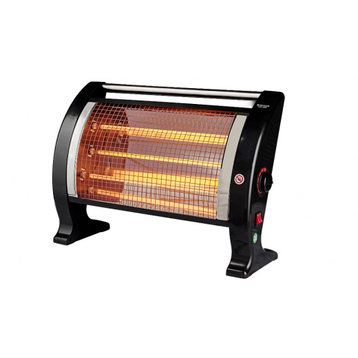 Electric heater, 2400 watts, 3 candles, quartz, black with chrome, high-quality safety system